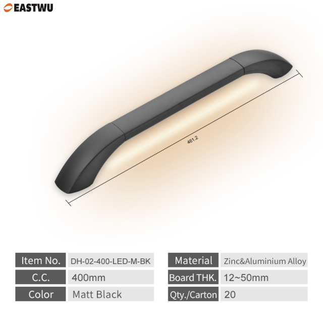 Premium Caravan RV Grab Rail Handles with LED Light Matt Black   Suitable for both exterior and interior