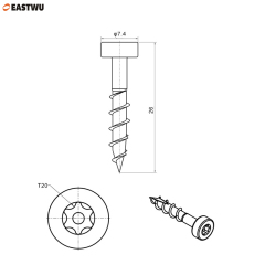 T20 Star Drive Torx Self-Tapping Screws for Caravan RV Trailer PET Lightweight Panels