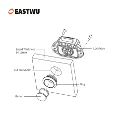 Caravan Campervan RV Push locks Kitchen Cupboard Cabinet Drawer Hardware Pulls Knobs Handles Catches Keyless Large Push button Latch Lock Cut Out 26mm