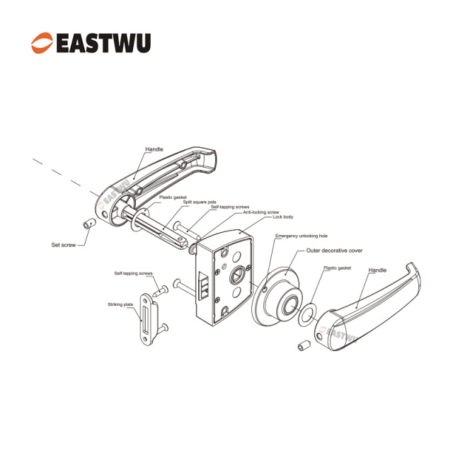 Premium Caravan RV Camper Motorhome Trailer Toilet Washroom Interior Door Handles Locks - Lightweight Aluminum Alloy Matt Black