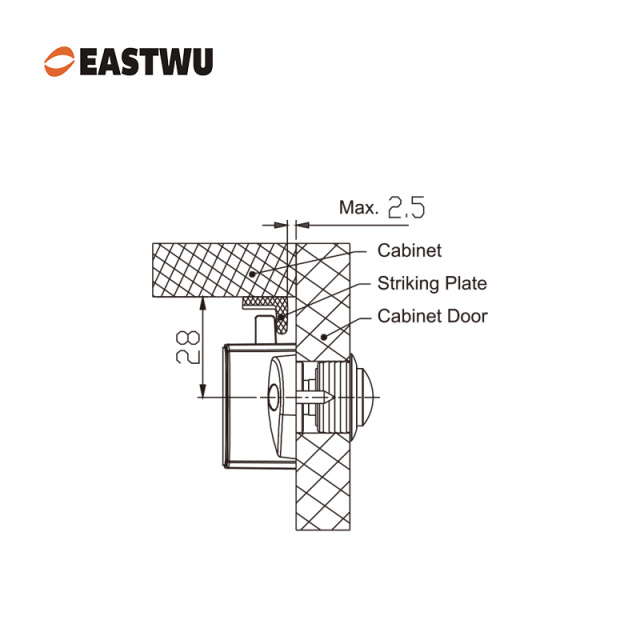 Matt Black Knob Caravan Cabinet Furniture Mini Push Lock and Brown Mechanism