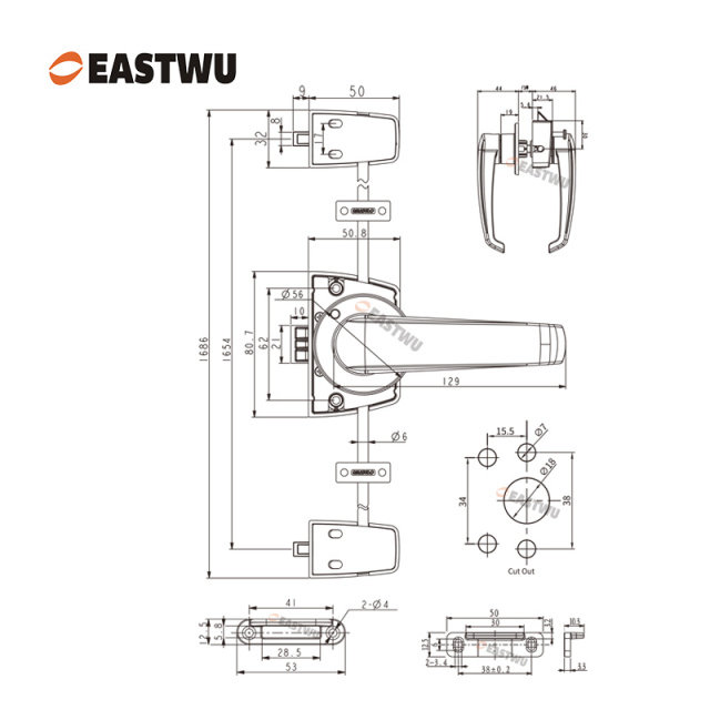 Caravan RV Motorhome WashroomToilet Room Lock with 3-Point Locking Mechanism – Pearl Chrome Finish, Lightweight Aluminum Alloy