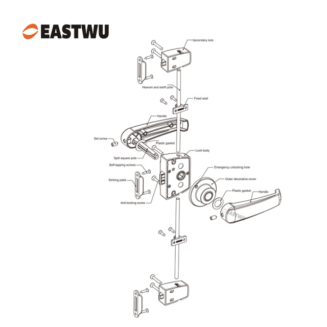 Matt Black Caravan RV Motorhome Washroom Boat  Washroom Toilet Room Lock with 3-Point Locking Mechanism Lightweight Aluminum Alloy High Quality