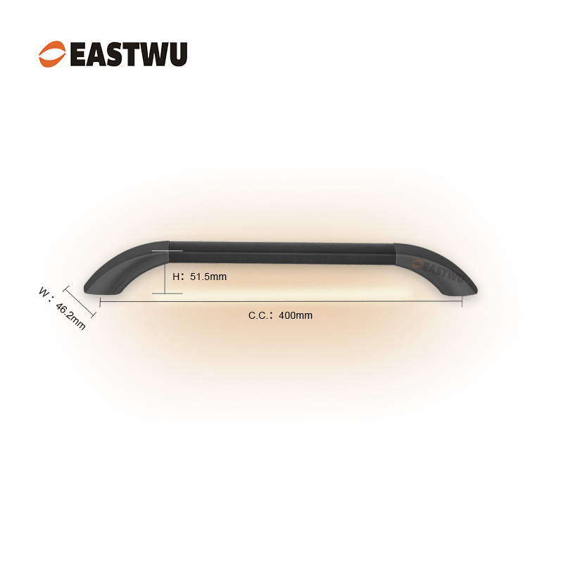 Large Size 400mm Matt Black Handle with Leather Covered LED Caravan RV Motorhome Entry Door Grab Rail Handles