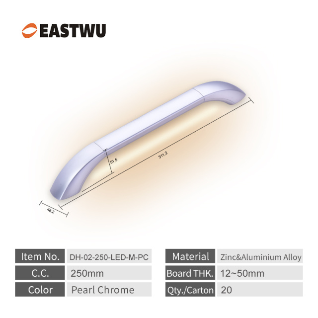 Lightweight Full Metal Caravan Motorhome Exterior LED Grab Rail Entry Door Handles Pearl Chrome Plated High Quality