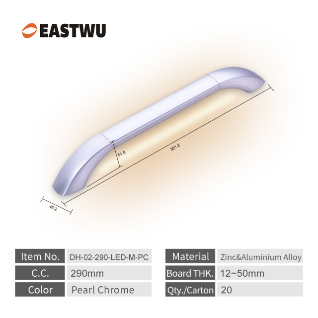 Lightweight Full Metal Caravan Motorhome Exterior LED Grab Rail Entry Door Handles Pearl Chrome Plated High Quality