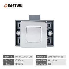 Chrome Zinc Alloy Square Cupboard Door Nonnoise Push Lock