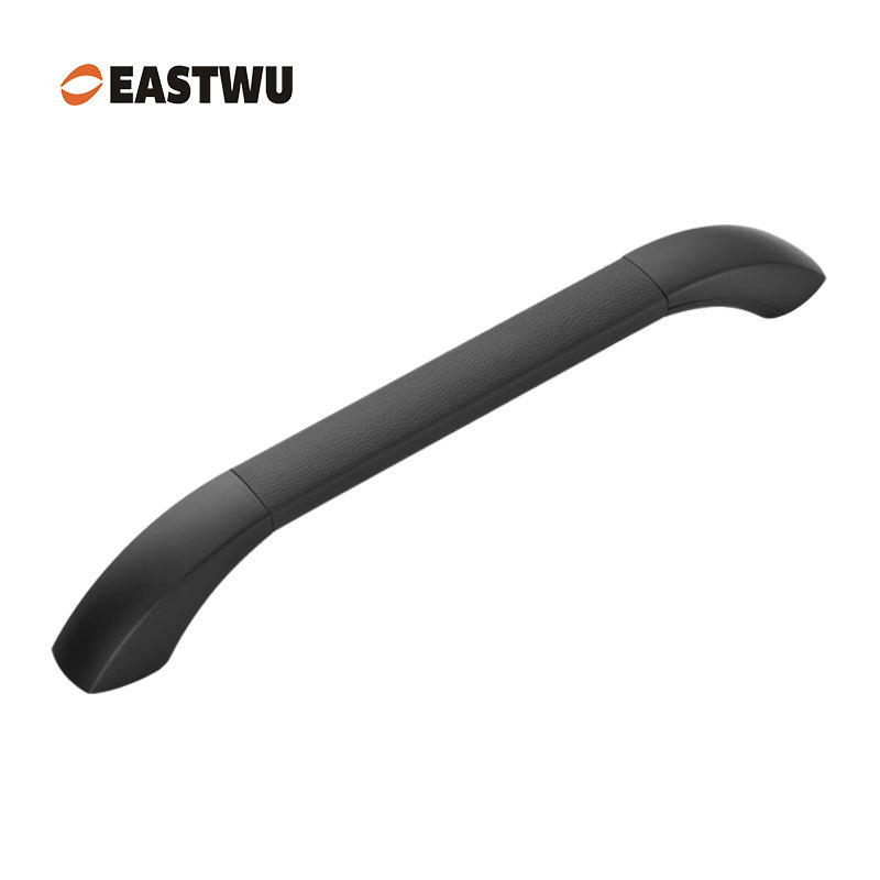 Middle Size 290mm Matte Black Car door leather covered armrest handle for RV/rail transit/aviation ship/engineering special vehicle universal interior covering handle