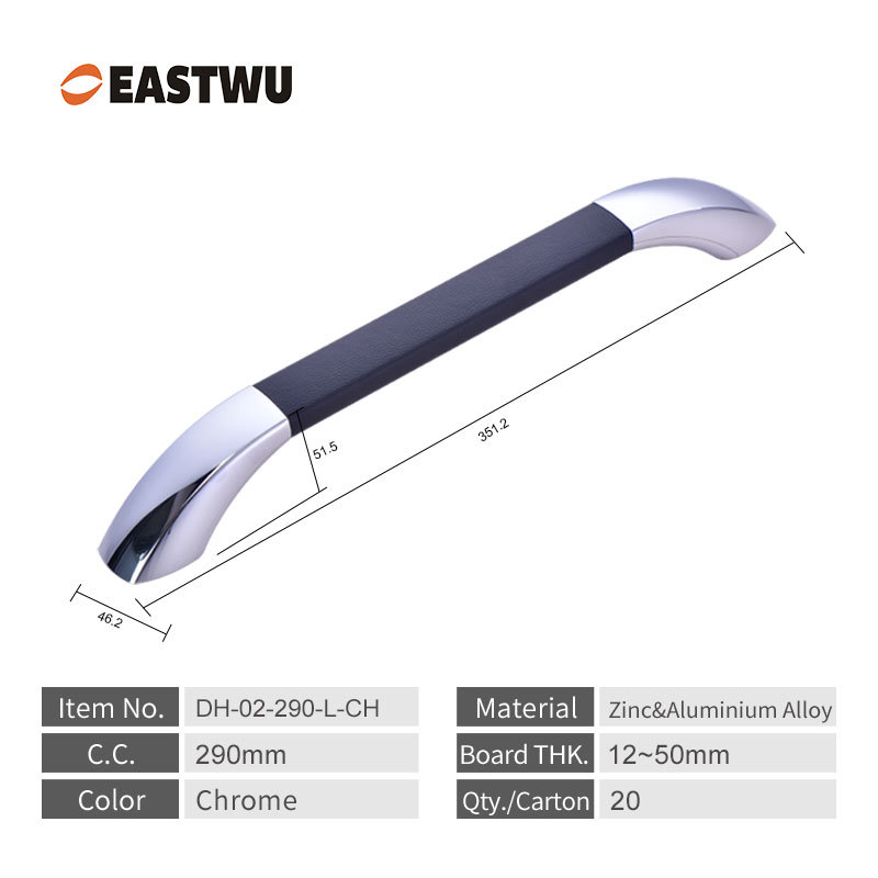 Middle Size 290mm Chrome RV door armrest leather covered handle RV interior hardware handle modification parts