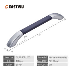 Large Size 400mm Silver Universal leather covered interior armrest handle, RV cabin door handle