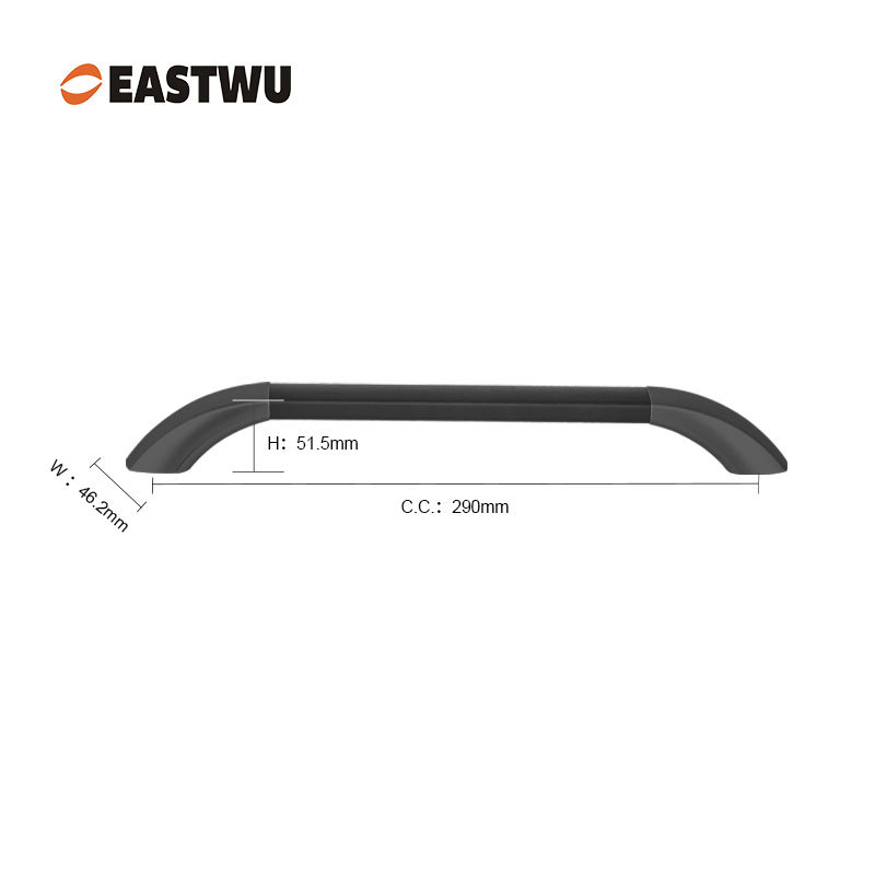 Middle Size 290mm Matte Black Car door leather covered armrest handle for RV/rail transit/aviation ship/engineering special vehicle universal interior covering handle
