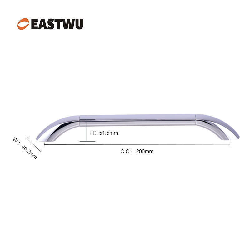 Middle Size 290mm Chrome Multi industry universal all metal door handles, suitable for recreational vehicles, rail trains, airplanes, and ships