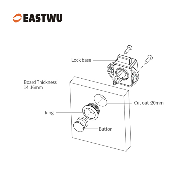 Pearl Nickel Knob Caravan Cabinet Mini Push Lock and Brown Mechanism