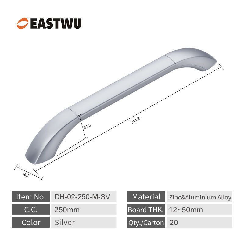 Small Size 250mm Silver Full Metal RV Exterior Door Handle