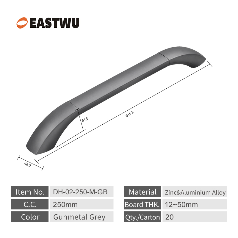 Small Size 250mm Gunmetal Grey All Metal Interior Grab Handle Universal For RV Train Aircraft Ship Fire Ambulance Engineering Vehicle Door Hand Grip