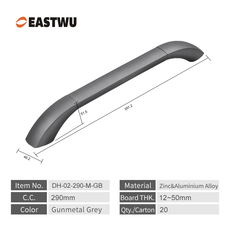 Middle Size 290mm Gunmetal Grey Universal car mounted all metal door handle, RV modified armrest