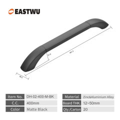 Large Size 400mm Matte Black Full Metal RV Exterior Door Handle