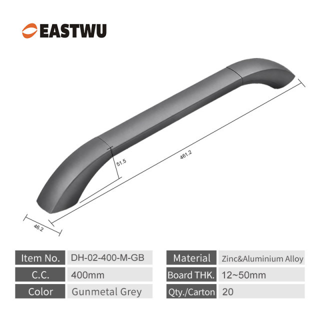 Large Size 400mm Gunmetal Grey Full Metal RV Exterior Door Handle