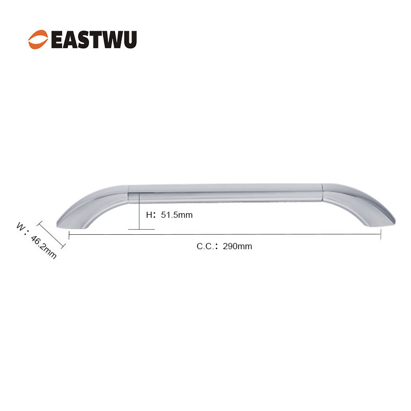 Middle Size 290mm Silver RV specific all metal door handle, multi model universal metal armrest, ship high-speed rail fire rescue vehicle interior handle