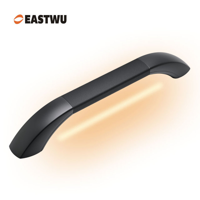 Middle Size 290mm Matte Black Leather RV & Caravan Interior Grab Handle with LED Button