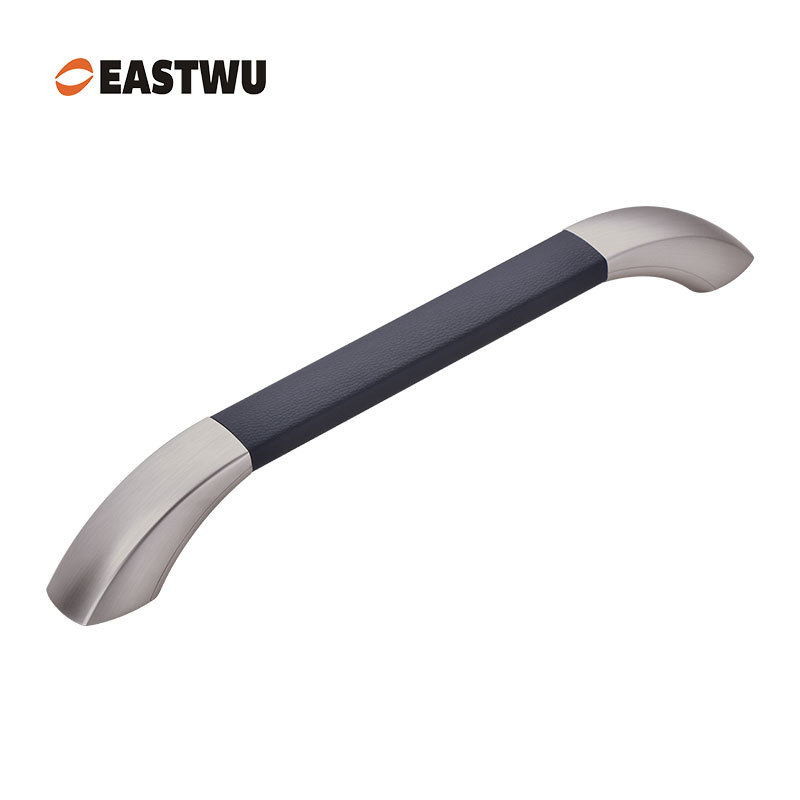 Large Size 400mm Matte Satin Nickel Leather Covered RV Interior Handle