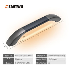 Small Size 250mm Gunmetal Grey Leather RV & Caravan Interior Grab Handle with LED Button