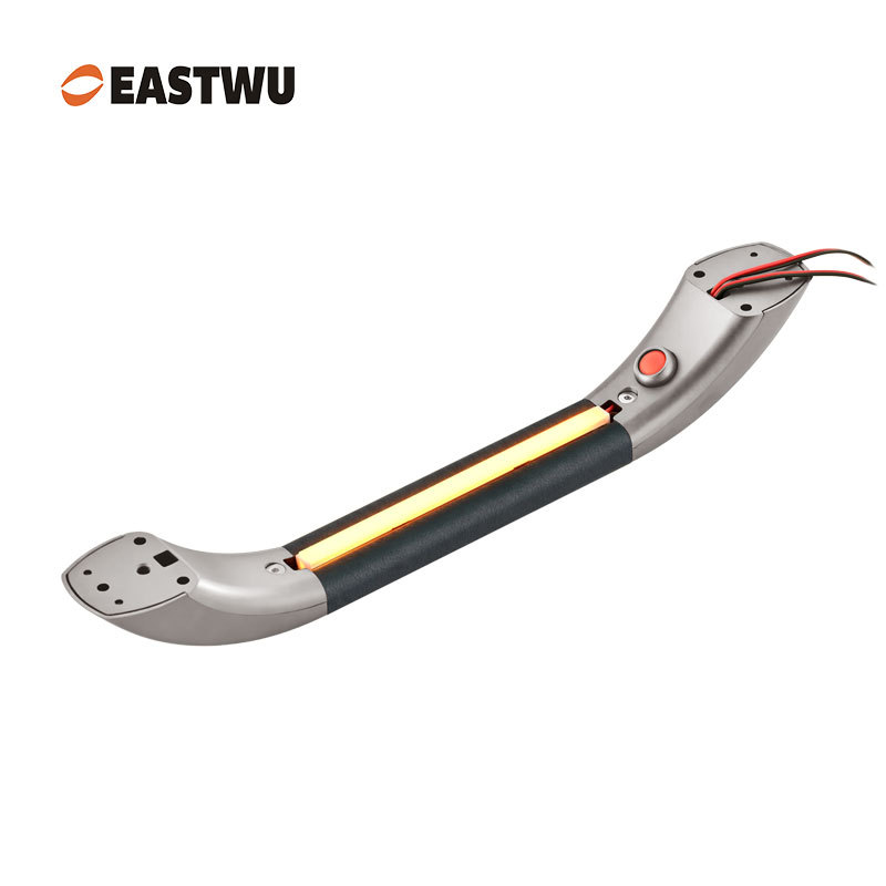 Small Size 250mm Matte Satin Nickel Leather RV & Caravan Interior Grab Handle with LED Button