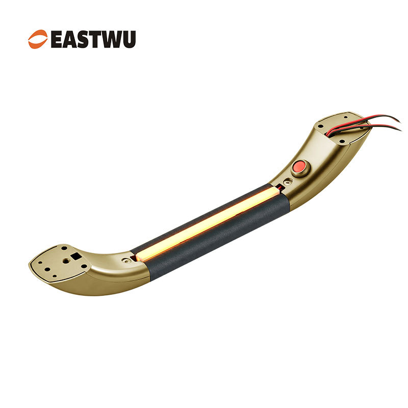Middle Size 290mm Antique Brass Leather RV & Caravan Interior Grab Handle with LED Button