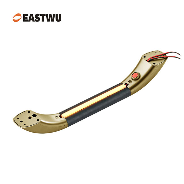 Middle Size 290mm Antique Brass Leather RV & Caravan Interior Grab Handle with LED Button