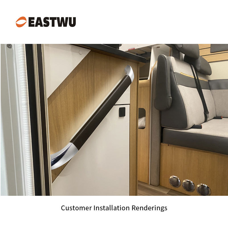 Middle Size 290mm Chrome Leather RV & Caravan Interior Grab Handle with LED Button