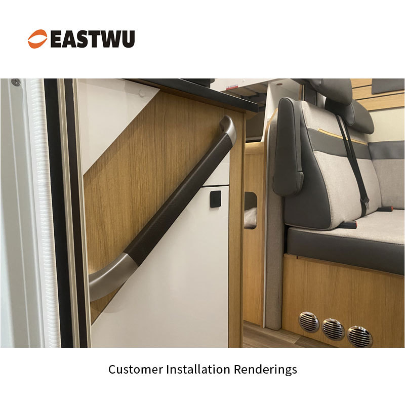 Small Size 250mm Matte Satin Nickel Leather RV & Caravan Interior Grab Handle with LED Button