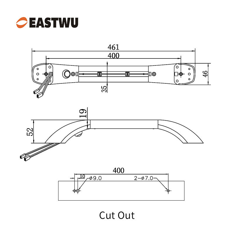 Large Size 400mm Matte Satin Nickel Leather RV & Caravan Interior Grab Handle with LED Button