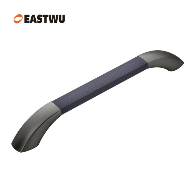 Small Size 250mm Gunmetal Grey Leather Covered RV Interior Handle