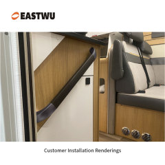 Middle Size 290mm Gunmetal Grey Leather Covered RV Interior Handle