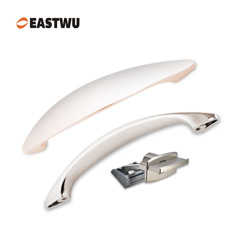 Brushed Nickel RV Cabinet & Drawer Handle with Hidden Metal Latch Lock