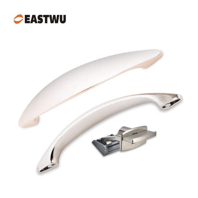 Brushed Nickel RV Cabinet & Drawer Handle with Hidden Metal Latch Lock