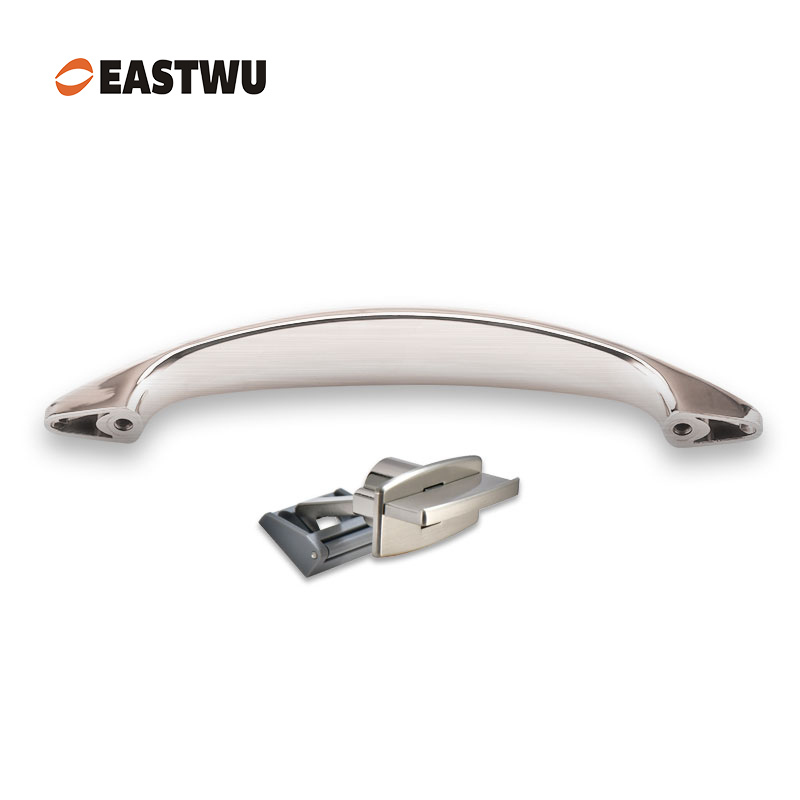 Brushed Nickel RV Cabinet & Drawer Handle with Hidden Metal Latch Lock