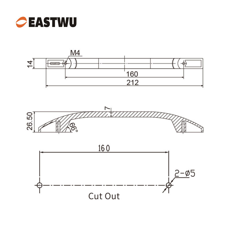 Matte Black RV Cabinet Handle – 212mm Zinc Alloy Drawer & Cupboard Pull