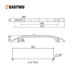Matte Black RV Cabinet Handle – 212mm Zinc Alloy Drawer & Cupboard Pull