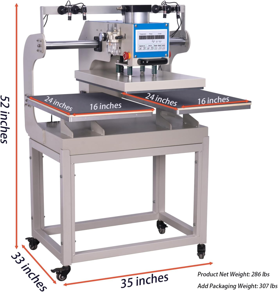 WUMSTOT 16x24 Pneumatic Automatic Heat Press Machine Sliding Dual Platen Heat Press with Adjustable Infrared Positioning Function for Professional DTF / Sublimation and  Transfer