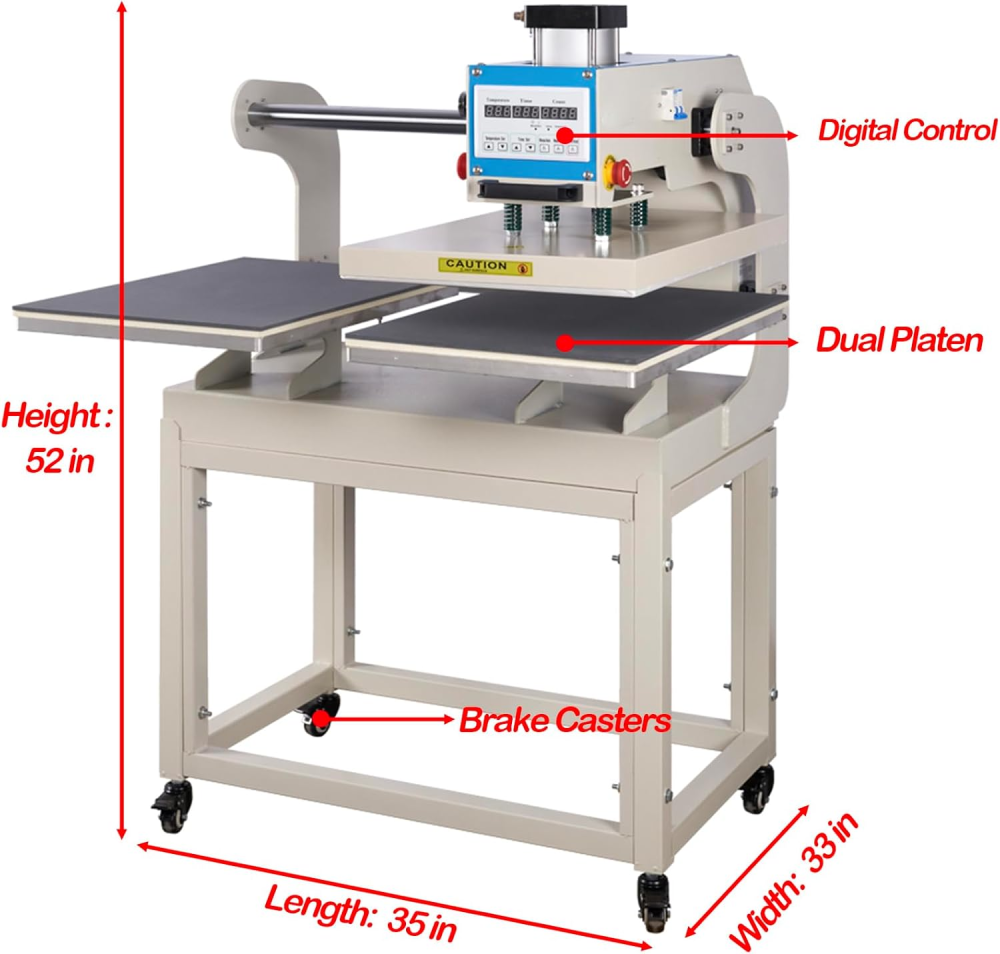 WUMSTOT 16x24 Pneumatic Automatic Heat Press Machine Sliding Dual Platen Heat Press with Adjustable Infrared Positioning Function for Professional DTF / Sublimation and  Transfer