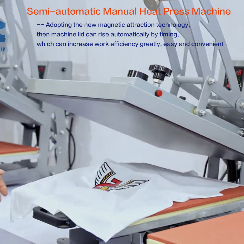 16x24 Auto Open Dual Heat Press Machine, Semi-Automatic T-Shirt Press, 110V 2000W Large Format Heat Press Machine for Commercial Professional DTF / Sublimation and  Transfer