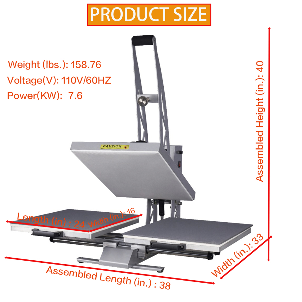 16x24 Auto Open Dual Heat Press Machine, Semi-Automatic T-Shirt Press, 110V 2000W Large Format Heat Press Machine for Commercial Professional DTF / Sublimation and  Transfer