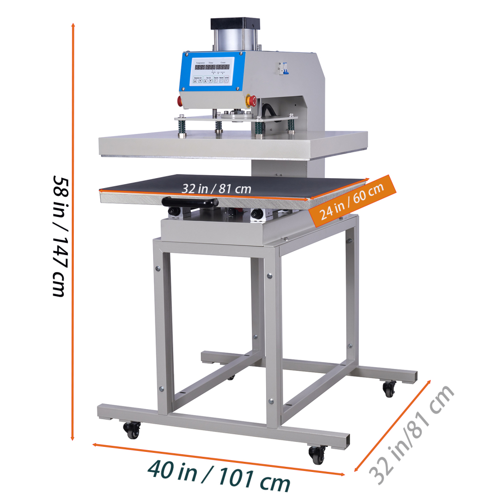 Large 24x32 Heat Press Machine: Pneumatic Automatic Commercial Professional Heat Press Machine for T-Shirts, Fabrics, and Large Format Projects - 220V,6000W (No Plug)