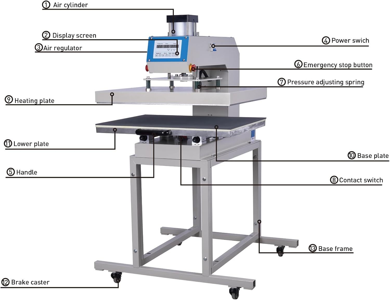 Large 24x32 Heat Press Machine: Pneumatic Automatic Commercial Professional Heat Press Machine for T-Shirts, Fabrics, and Large Format Projects - 220V,6000W (No Plug)