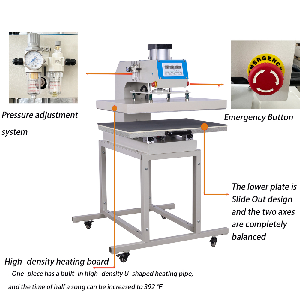 Large 24x32 Heat Press Machine: Pneumatic Automatic Commercial Professional Heat Press Machine for T-Shirts, Fabrics, and Large Format Projects - 220V,6000W (No Plug)