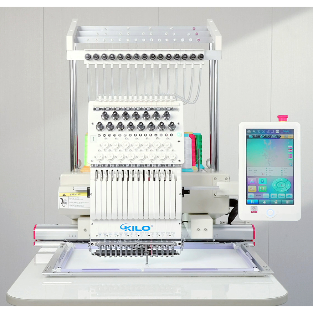 15-Needle Commercial Embroidery Machine: Large 13"x20" Area, 1200 SPM, 10" Touchscreen, WiFi, USB - Professional Digital Kit for 3D Caps, Shirts, More