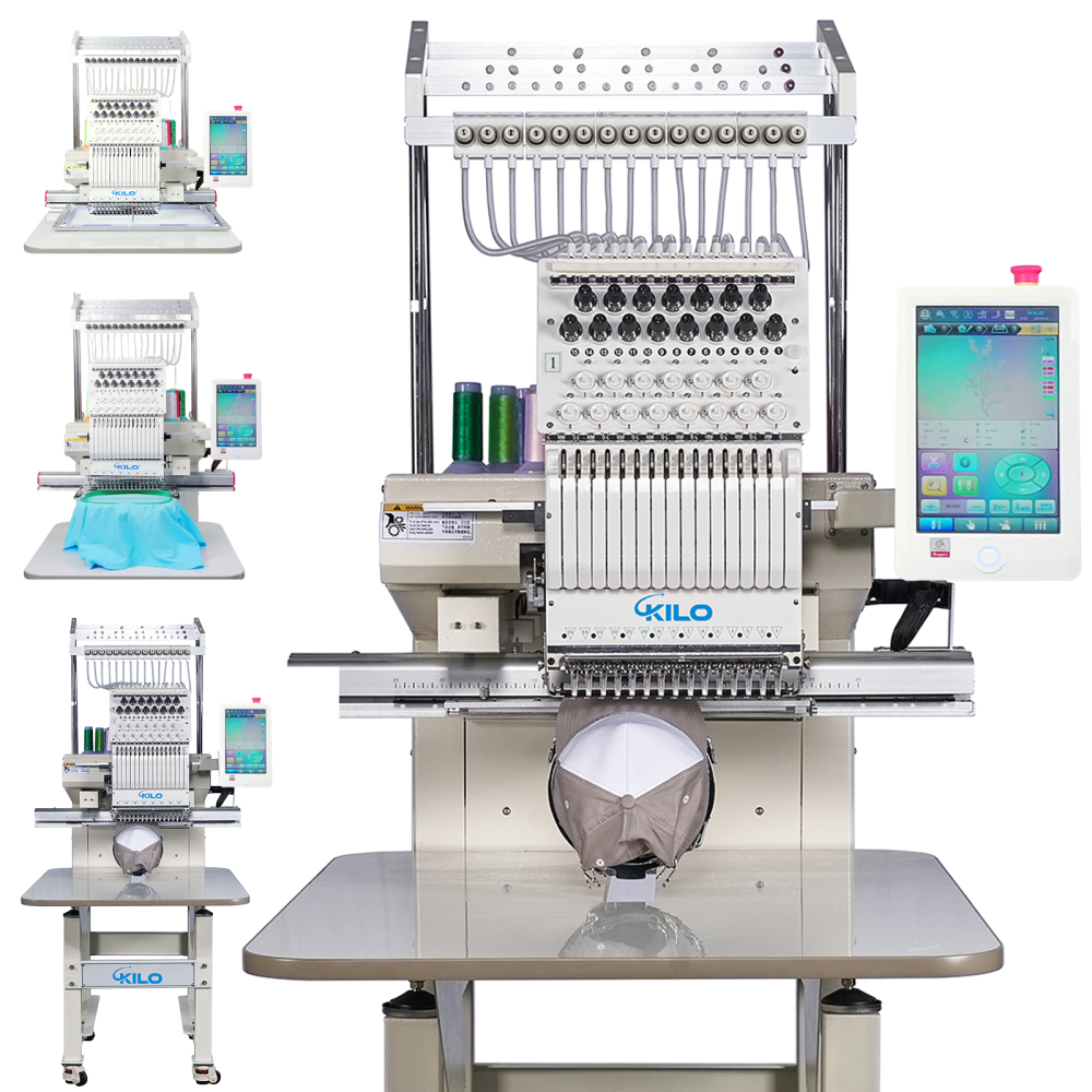 15-Needle Commercial Embroidery Machine: Large 13"x20" Area, 1200 SPM, 10" Touchscreen, WiFi, USB - Professional Digital Kit for 3D Caps, Shirts, More