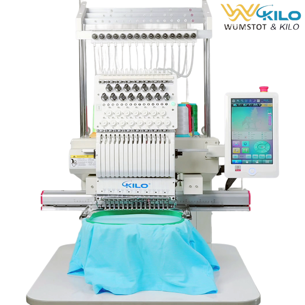 15-Needle Commercial Embroidery Machine: Large 13"x20" Area, 1200 SPM, 10" Touchscreen, WiFi, USB - Professional Digital Kit for 3D Caps, Shirts, More