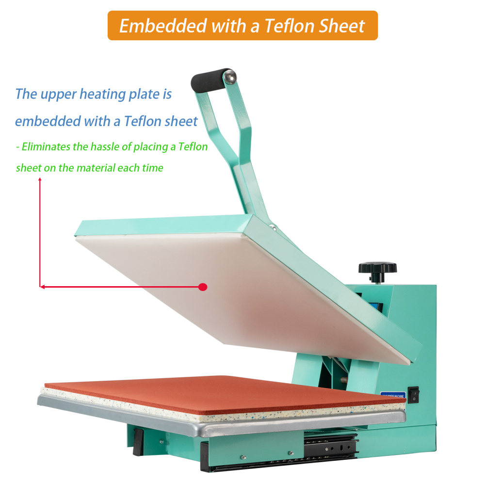16x24 Heat Press Machine: Large Format Clamshell with Slide-Out Base for T-Shirts, DTF, Vinyl - Professional 2000W Manual Heat Transfer